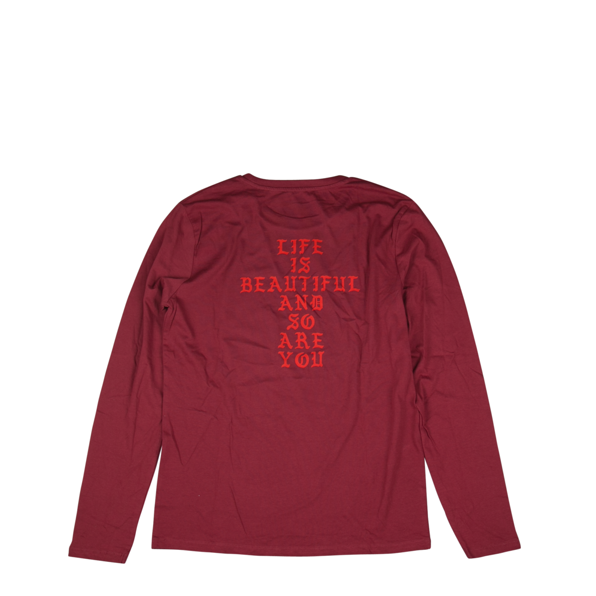Life is beautiful unisex longsleeve bordeaux/red – Bild 2